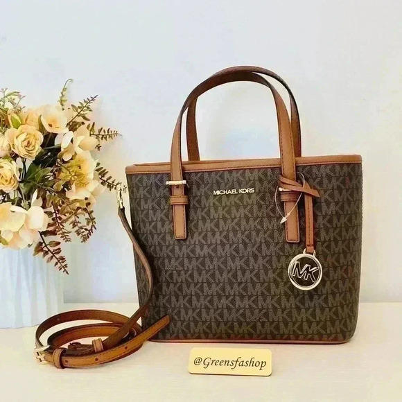 Michael Kors XS Jet Set Travel Carryall Top Zip Tote Brown - Picture 3 of 11